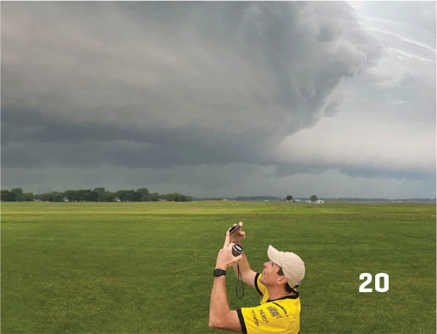 The 2022 Outdoor Nats had some interesting weather changes. Jason Cole, the RCGroups "Man About Town," documented the stormfront coming in during RC Soaring. This storm shredded tents and toppled port-a-potties. Adasczik photo.