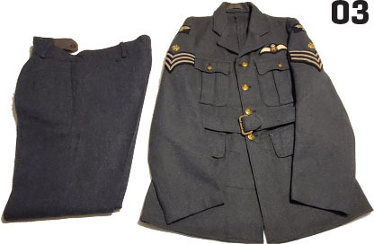 This is the actual uniform from the movie worn by Ian McShane, the individual who played pilot Flight Sgt. Andy Moore. It was purchased by the author from Planet Hollywood. 