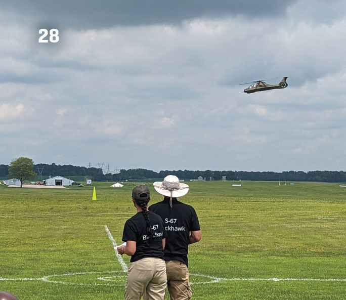 A pilot and his spotter maneuver a Sikorsky S-67 Blackhawk while competing in the RC Helicopter Scale event. 