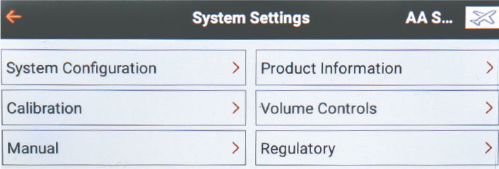 System Settings will take you to six submenus. 